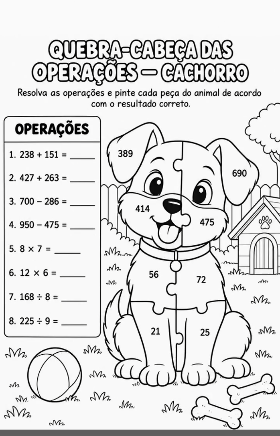 Quebra-Cabeça das Operações com cão